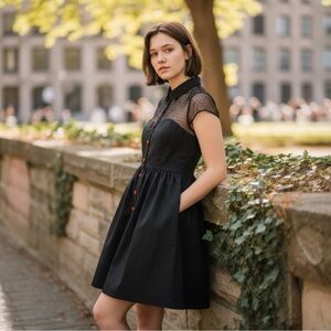 133. SHEEN Pin-Up Style Black Swing Dress - Womens Size 12